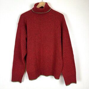 Lucky Brand Lambswool Sweater Red Turtleneck Vintage Hong Kong sz XL Festive